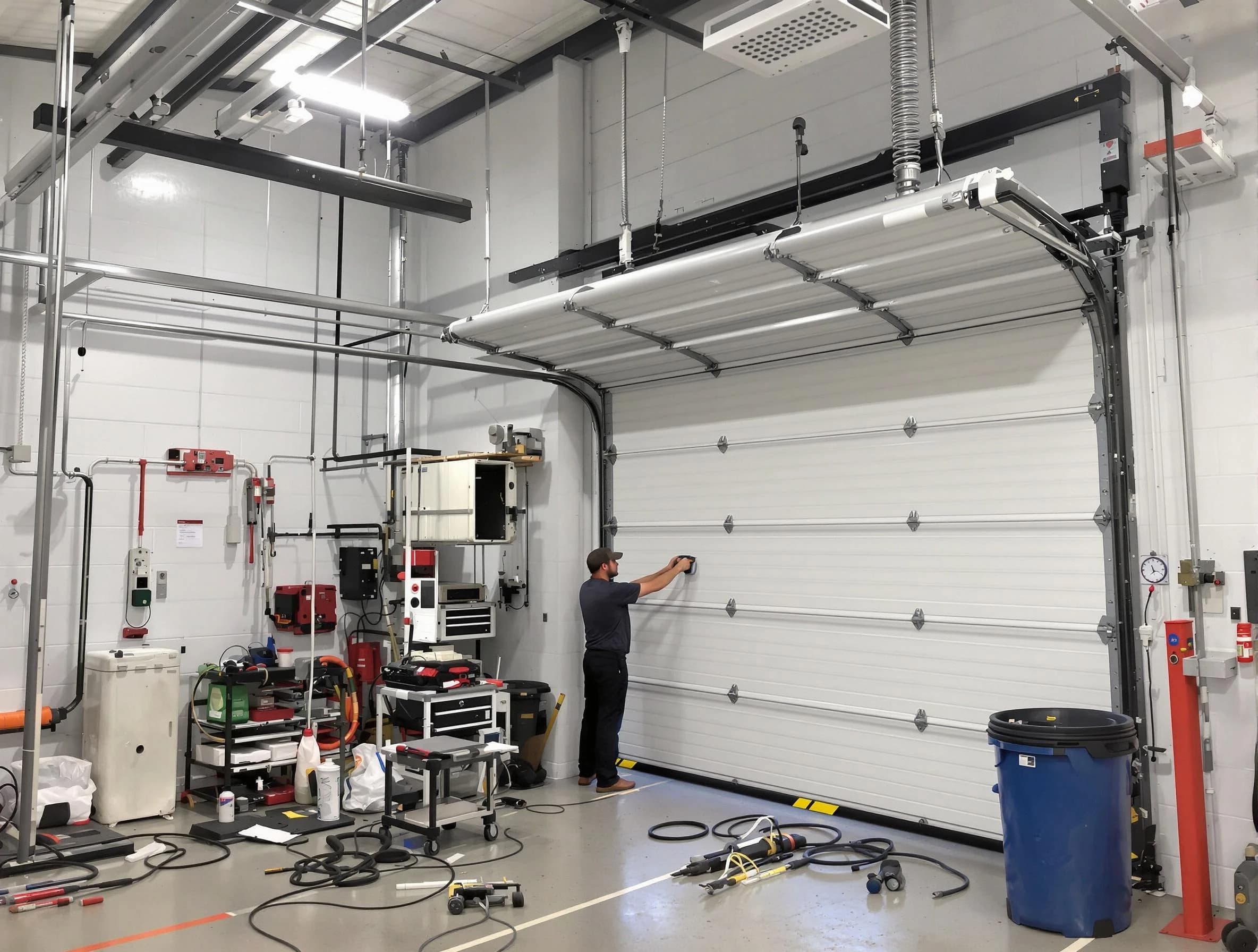 West View Garage Door Repair certified technician performing commercial door repair at a West View business facility