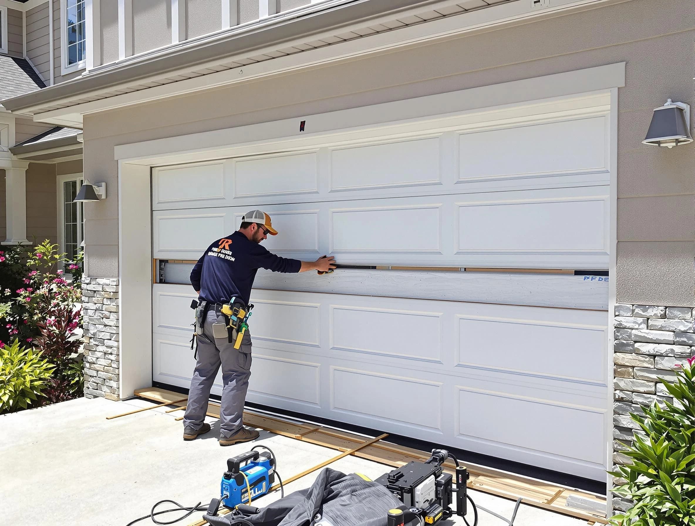 West View Garage Door Repair team performing complete garage door replacement at West View residence