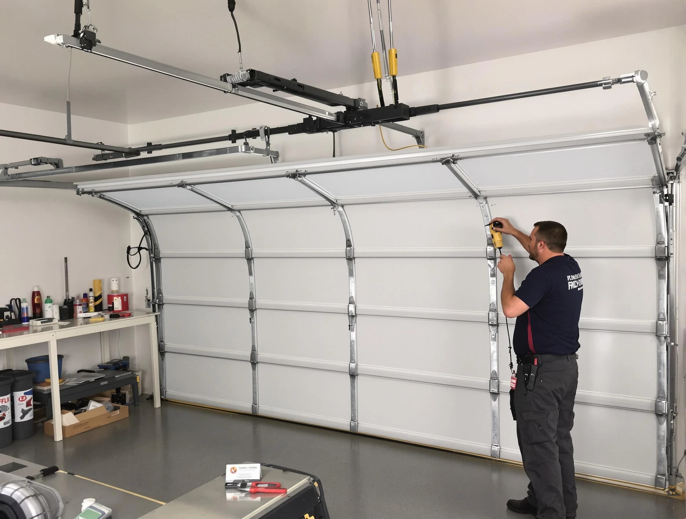 West View Garage Door Repair certified technician performing overhead door system repair in West View