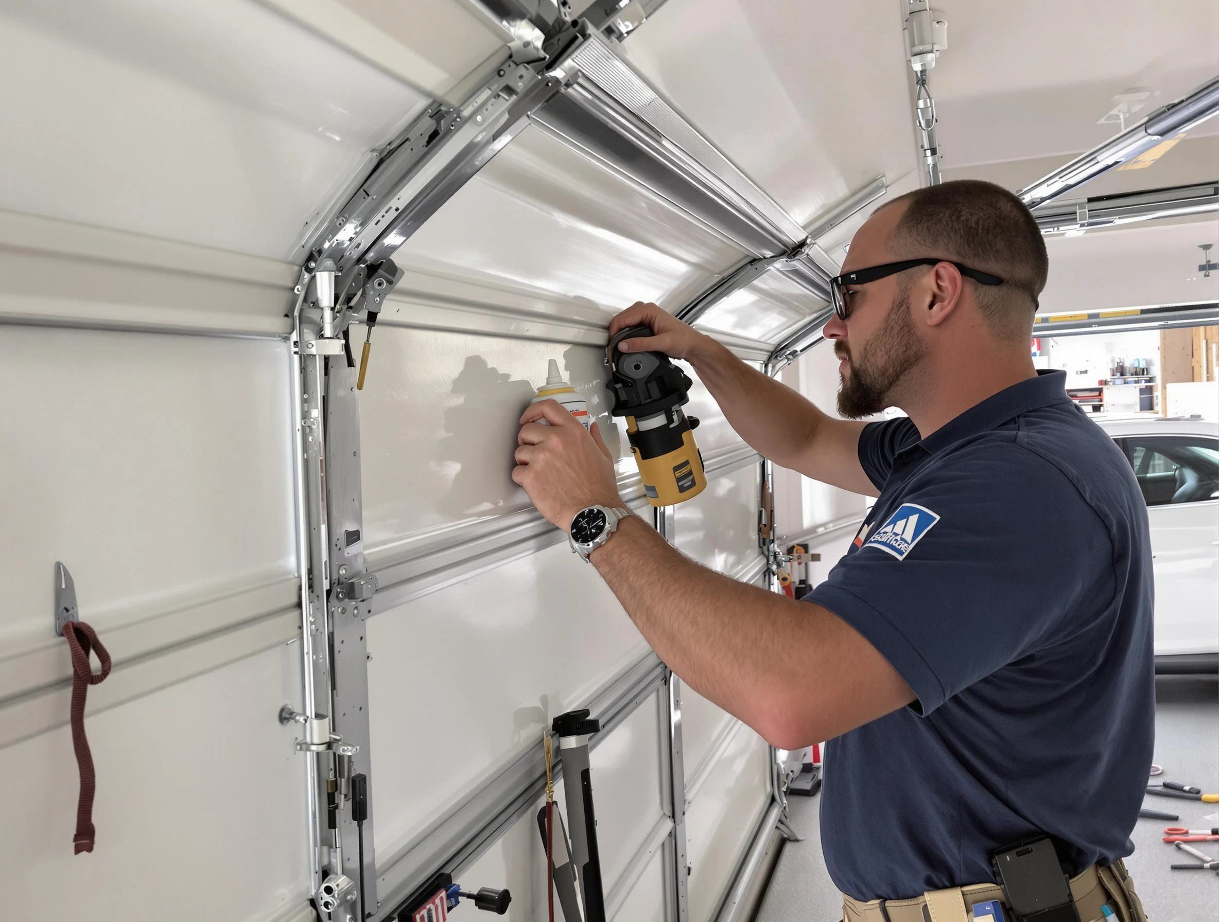 West View Garage Door Repair technician performing comprehensive noise reduction service in West View